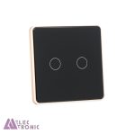 باکس کلید هوشمند دو پل مشکی با فریم فلزی S904-A2P2 Alu با ابعاد 35×86×86 میلی متر