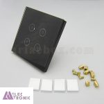 کلید هوشمند EU چهارپل مشکی گرد S908-A2P4 با ابعاد 33×86×86 میلی متر